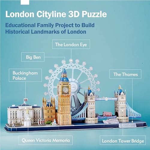 CubicFun 3D Puzzles for Kids Ages 8-10 - London City | STEM Projects Arts Crafts for Girls Ages 8-12 - 3D Puzzle Birthday Gifts for 8 Year Old Girls, Birthday Toys, Valentine Gift thumbnail 3