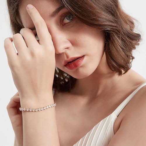Momlovu Tennis Bracelet for Women 14K Gold Plated 3,4,5mm Cubic Zirconia Tennis Bracelet Fashion Jewelry Gift Size 6.5,7,7.5 Inch thumbnail 5