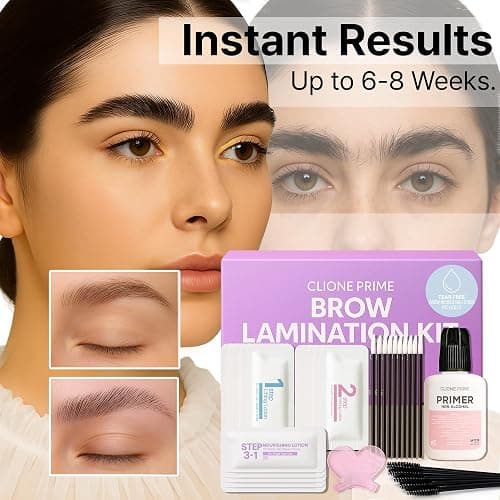 CLIONE PRIME At Home Brow Lamination Kit - DIY Eyebrow Lamination Kit Professional Eye Brow Perm Kit Instant DIY Eyebrow Lift Kit for Fuller Thicker Brows Lasts For Upto 8 Weeks thumbnail 3