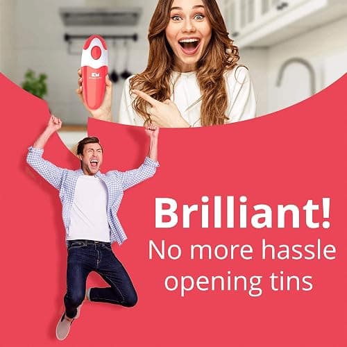 Kitchen Mama Auto Electric Can Opener: Open Your Cans with A Simple Press of Button - Automatic, Hands Free, Smooth Edge, Battery Operated, YES YOU CAN (Red) thumbnail 7