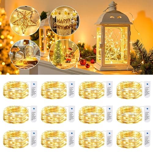 Minetom 12 Pack Fairy Lights Battery Operated String Lights, 8 Modes & Timer, 7ft 20LED Waterproof Silver Wire Twinkle Lights, Firefly Starry Moon Lights for Mason Jars DIY Christmas Wedding Party thumbnail 8