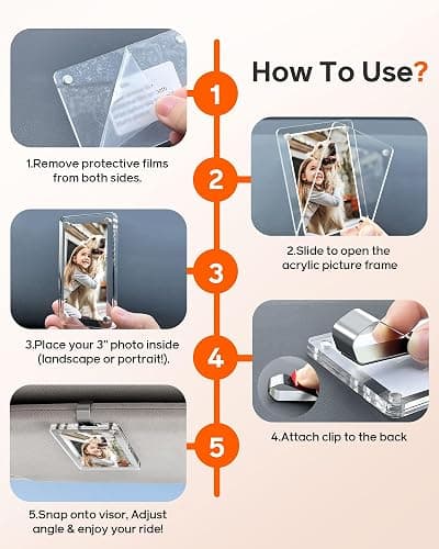2Pcs Car Picture Holder for Visor Magnetic Picture Frame for 3 Inch Photos, Car Sun Visor Photo Holder with Strong Acrylic Magnet, Personalized Car Accessories with Clips for Easy Display. Gift For Christmas thumbnail 5