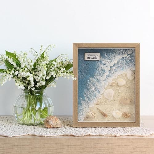 pechpell Beach Wall Decor With 3D Seashell Conch Waves, Teal Blue Coastal Themed Room Beach House Sign Table Shelf Wall Art, Beachy Aesthetic Nautical Bathroom Bedroom Decorations For Home thumbnail 2
