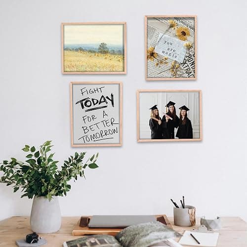 LYYYXGYP 8x10 Wood Picture Frame Set of 6 Wooden Photo Frame Natural Solid Oak Wood Grain Beige Frame with glass for Wall Hanging and Tabletop Display thumbnail 2