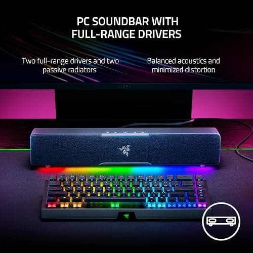 Razer Leviathan V2 X - PC Gaming Soundbar (Full-Range Drivers, Compact Desktop Form Factor, USB Type C Power and Audio Delivery, Bluetooth 5.0) Black thumbnail 3