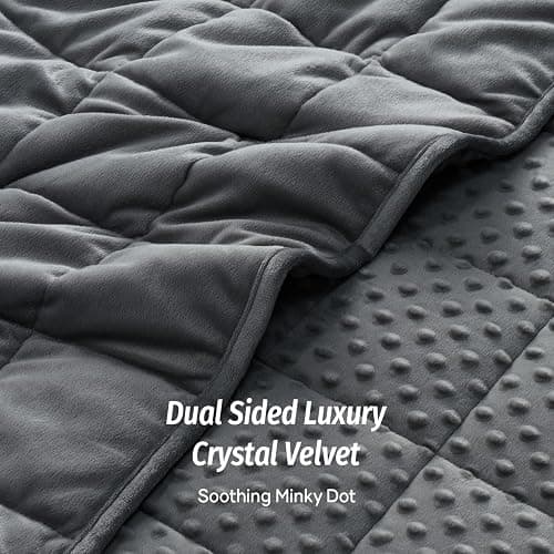 Wemore Minky Dot Weighted Blanket for Adults Queen Size 15 lb, Soft Heavy Blanket for Stress Relief and Sleep Promotion, Breathable Blanket for All-Season with Glass Beads, Dark Grey 60 x 80 inches thumbnail 2