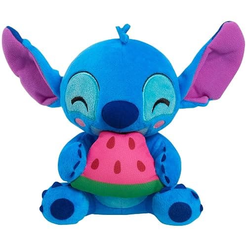 Disney Stitch Small Plush Stitch and Watermelon, Stuffed Animal, Blue, Alien, Kids Toys for Ages 2 Up by Just Play - Image 1