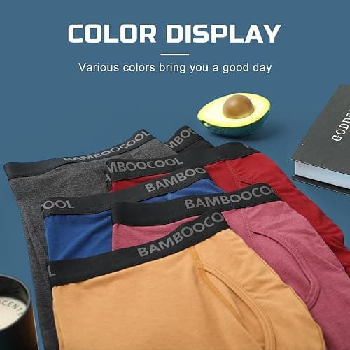 BAMBOO COOL Men's Underwear Breathable Boxer Briefs with Fly Moisture-Wicking Lightweight Underwear 7-Pack thumbnail 6