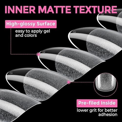 UNA GELLA Medium Oval Fake Nails Pre-Shape 216pcs Round Gel Nail Tips Press on Nails for Full Cover Acrylic Round Oval Full Nails False Nails 12 Sizes False Soft Gel Tips thumbnail 8