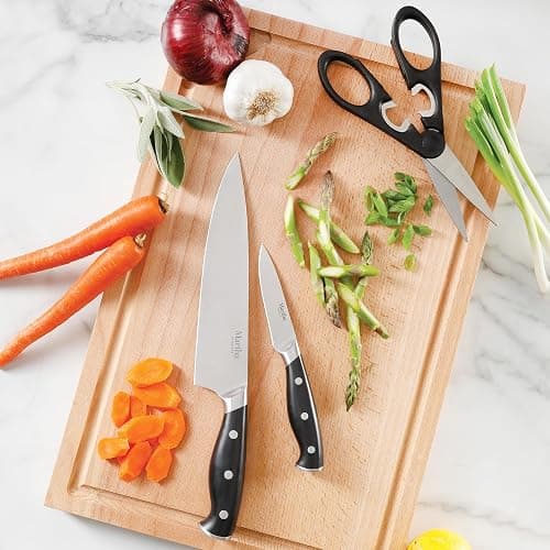 Martha Stewart Greeley 14 pc Triple- Riveted Cutlery Knife Acacia Wood Block Set w/Comfort Grip Handles- Black thumbnail 7