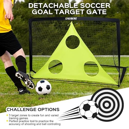 6x4 ft Kids Soccer Goals for Backyard Set of 2- Portable Pop Up Soccer Net for Backyard for Kids Toddler Youth, Soccer Training Equipment+ Soccer Goal Target, Ball and Cones, Outdoor Soccer Game thumbnail 6