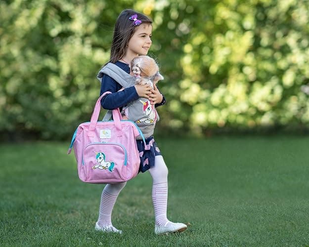HappyVk- Baby Doll Diaper Bag with Changing Pad- Doll Accessories - Unicorn | Realistic, Spacious & Comfortably Designed for Pretend Play, Reborn Doll Care Organizer for Travel, Playdates & Gift Giving thumbnail 9