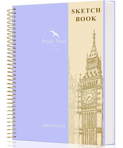 FLYING EAGLE Hardcover Sketchbook for Drawing 8.5 x 11 Spiral Sketch Book for Adults Women Kids with 100gsm 68lb 120 Sheets Premium Paper Sketch Pad for Drawing Books Notebook Art Supplies, Purple | 120 Sheets, 100gsm 68lb, Purple Large Spiral Bound Sketch Pad Premium Drawing Paper Book Artist's Sketchbook for Gift Ideas - Image 1