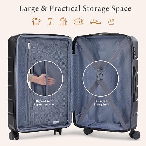 Sweetcrispy Carry on Luggage, Hard Shell ABS Suitcase with Double Spinner Wheels, Lightweight Expandable Rolling Suit Case with TSA Lock, 20 Inch Bronze Black thumbnail 5