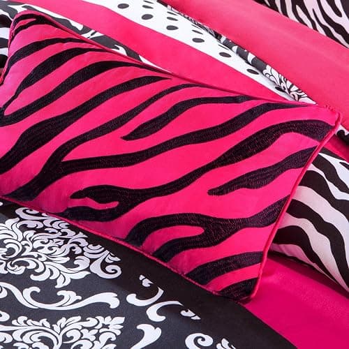 Intelligent Design Comforter Set Fun Bedroom Décor - Modern All Season Polka Dot Print, Vibrant Color Cozy Bedding Layer, Matching Sham, Decorative Pillow, Twin/Twin XL, Zebra Pink 3 Piece thumbnail 5