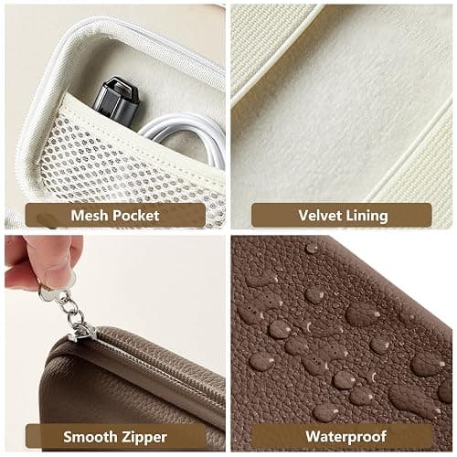 Linpr Digital Camera Case for CAMKORY, KODAK PIXPRO FZ45/FZ55, Canon IXUS 285 HS, Lecran, Small Travel Compact Camera Holder with Mesh Pocket for Accessories SD Card (Brown) thumbnail 6