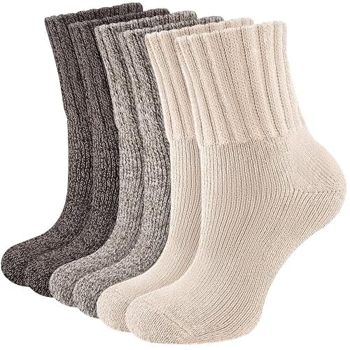Niorasen Women's Thermal Socks, 3 Pairs, Cushioned Winter Crew Boot Socks | Warm full-cushioned knit crew socks for winter and cold weather; soft boot-ready comfort for indoor or outdoor wear. - Image 1