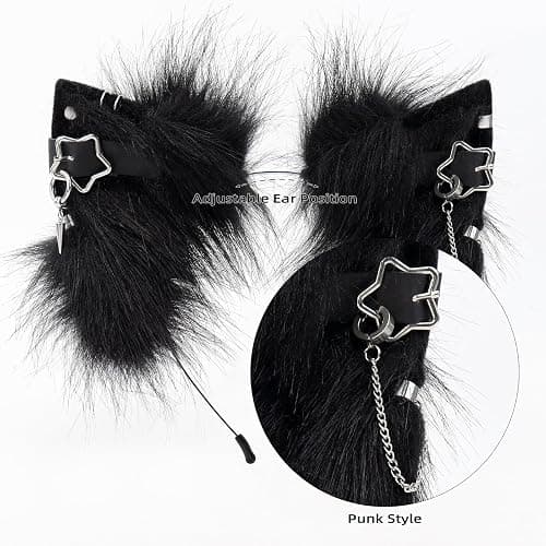 MANYU ZONES Handmade Cat Ears Headband Adjustable Animal Furry Ear Animal Headband Wolf Ear Hairband for Cosplay Christmas thumbnail 4