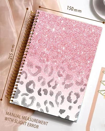 iampanda Spiral Journal Notebook,Strong Twin-Wire Binding with Premium Paper for Girl Women,Modern Girly Design 60 Sheets A5 College Ruled Notebook/Journal,Perfect for School Office Home Gifts,Pink thumbnail 3