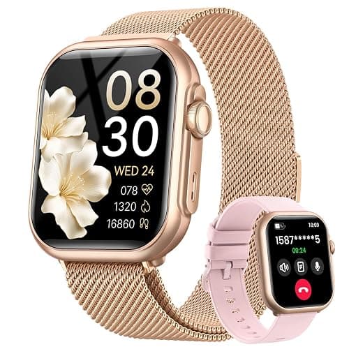 Smart Watch for Women for iPhone Android:1.85" Smartwatch Fitness Tracker | Make/Answer Call Sleep Heart Rate SpO2 Blood Pressure Monitor IP68 Waterproof 120+Sport Mode 1000mAh Battery 2Bands - Image 1