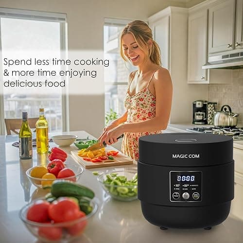 MAGiC COM Rice Cooker 4 Cup(Uncooked) 8 Cup(Cooked), Small Rice Cooker with Steamer, One Touch Healthy Cooking & Warmer, Slow Cooker with Nonstick Inner Pot, 24 Hour Delay Timer, Grain Cooker/Black thumbnail 2