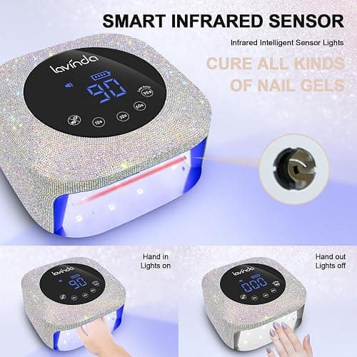 Lavinda UV LED Nail Lamp, 54W Rechargeable Cordless Nail Lamp Nail Dryer Gel Polish UV Nail Light with 4 Timer Setting, Professional Quick Dry Curing Lamp with Display Auto Sensor for Salon & Home thumbnail 5