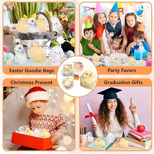 1 Pcs Handmade Chick Taba Squishies Toys, Cute Soft Fidget Toys Stress Relief Squeeze Toys, Chick Toy Party Bags Fillers for Boys Girls Birthday Party Easter Gifts (Chicken) - Chicken thumbnail 6