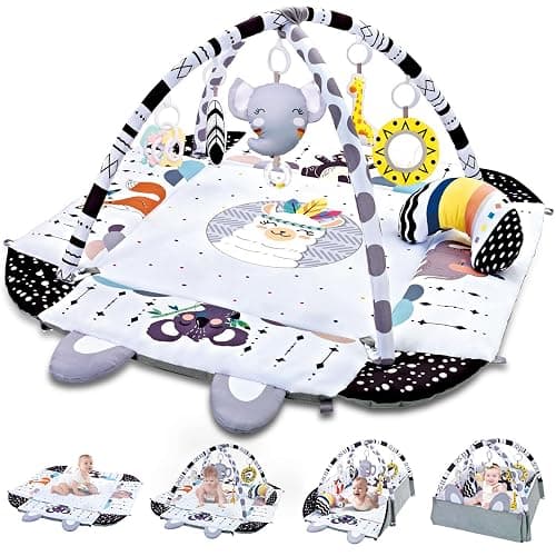 TFDER Baby Gym Play Mat, 5-in-1 Tummy Time Mat & Activity Gym, Washable Ball Pit, Infant Play Mat with Detachable Toys for Sensory Exploration and Motor Skill Development - Image 1