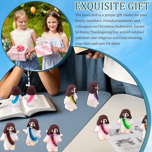 Haishell 50 Pcs Mini Jesus Figures Glow in The Dark Religious Cute Tiny Doll to Hide and Seek Church Favors for Sunday School Baptism (Mini, 50, Jesus Loves You) thumbnail 7