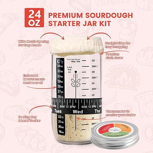 Joyyy Sourdough Starter Kit, Banneton Bread Proofing Basket, 8.5Inch Proofing Basket for Baking, Banneton Bread Baking Gift Set, Sourdough Bread Baking Supplies (Black) thumbnail 5