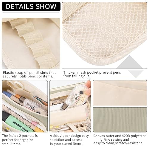 EASTHILL Big Capacity Pencil Case Pouch Pen Case Simple Stationery Bag School College Office Organizer for Teens Girls Adults Student thumbnail 6