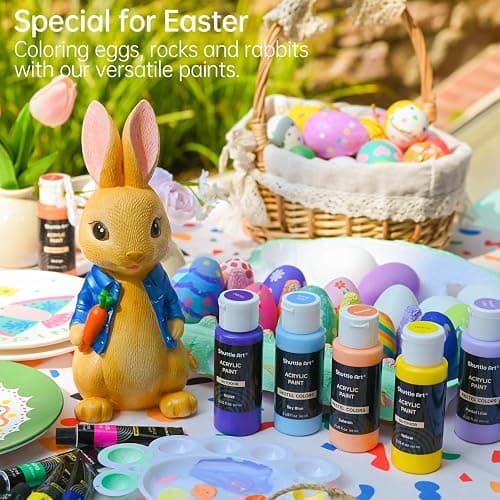 Shuttle Art Acrylic Paint, 36 Colors Acrylic Paint Set with Brushes & Palette, 2oz/60ml Bottles, Rich Pigments Non-toxic for Artists Kids & Adults, Painting on Canvas Rocks Ceramic Wood thumbnail 2