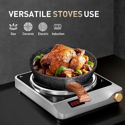 MAISON ARTS Pots and Pans Set Non Stick, 12 Piece Black Granite Kitchen Cookware Induction Compatible, Pot and Pan Sets for Cooking Nonstick thumbnail 8