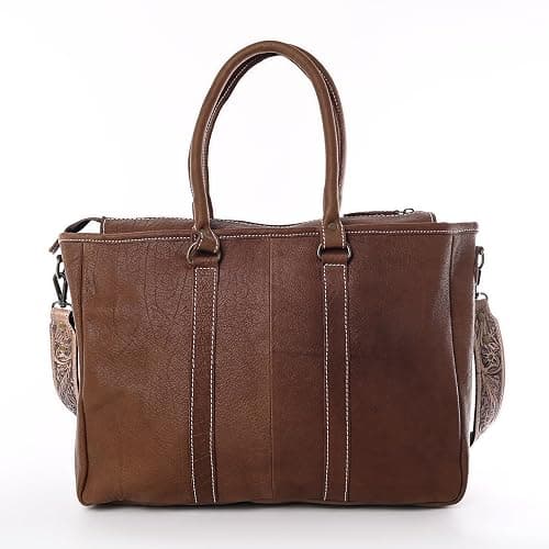 Merbaa Western Cowhide Hairon Leather Tote Bag for Women With Adjustable Tooled Shoulder Strap Leather Purse thumbnail 5