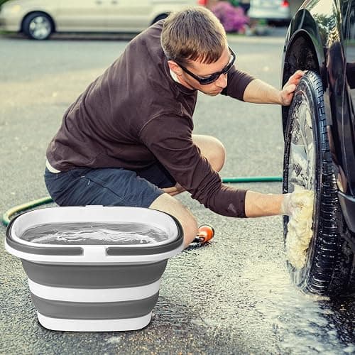 Large Collapsible Mop Bucket, 16L(4.2 Gallon) Plastic Bucket for House Cleaning, Car Washing, Silicone Cleaning Supplier Organizer, Portable Basket with Handle for Laundry Storage, RV Camping, Fishing thumbnail 2