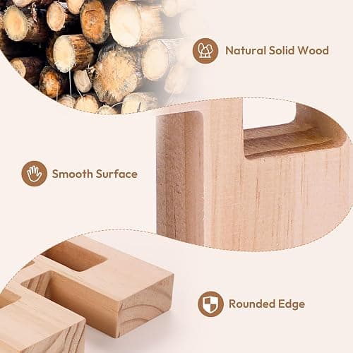 Woodtoe 24 PCS Rainbow Blocks Set, Wooden Building Blocks for Kids Ages 3-6 | Montessori Stacking Toy, Educational STEM Sensory Activity, Creative Building Game, 2 Wood House, Birthday Toy for Boys Girls thumbnail 7
