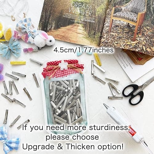HiJeaton Hair Clips for Hair Bows, 150Pcs Alligator Metal Clip (4.5cm/1.77"), Gator Hairdresser Clips for Bow Making, Large Plain DIY Clips Supplies for Crafts thumbnail 6