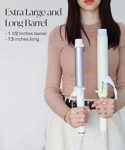 Curling Iron 1 1/2 Inch - 7.3" Long Barrel Ceramic Hair Curler for Blowout, Beach Waves - Curling Wand Designed for Long Hair - Marshmallow thumbnail 6