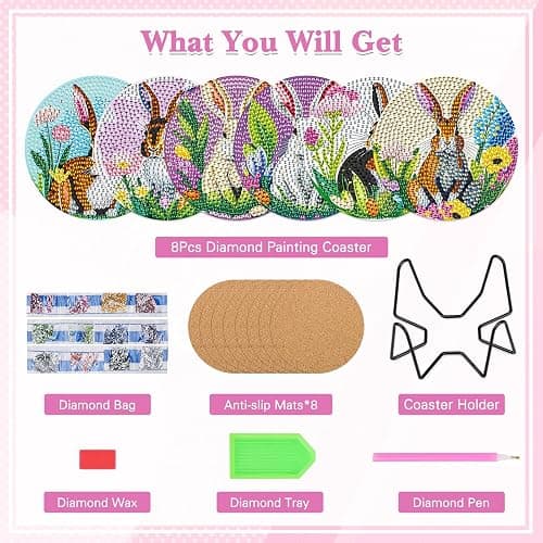 bunny diamond coasters thumbnail 3