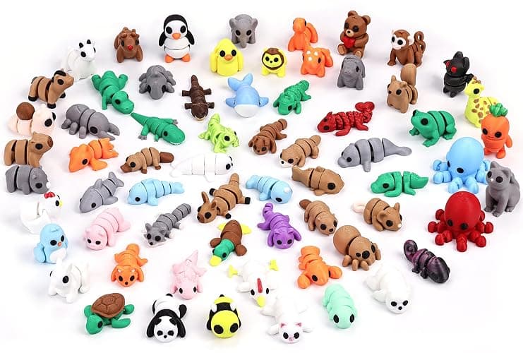 VABAO 65 PCS 3D Printed Animal Figurines Set, Articulated Animal Figurines,Fidget Toys, Flexible Desk Decor, Party Favor, Gifts for Girls and Boys, Classroom Reward, for Easter Basket Stuffers thumbnail 6