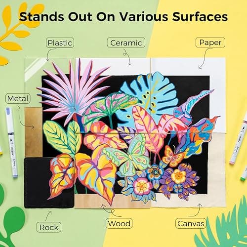 Ohuhu Acrylic Paint Markers Brush Tip: 120 Colors Automatic Ink Control Acrylic Markers High Opacity Paint Pens Water-Resistant Lightfast for Rock Painting 3D Prints Easter Egg Wood DIY Craft - Kahuku thumbnail 3