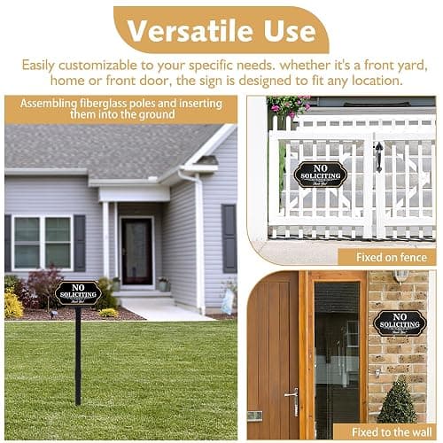 No Soliciting Sign for House with Stake - 40-mil Thick Aluminum - 5x10 Inch/37 Inch High - Adjustable Height - Outdoor Yard Sign for Home and Front Door (A1513) thumbnail 5