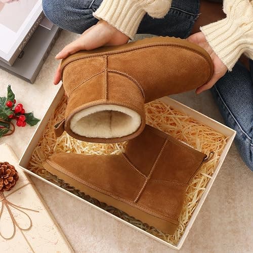 Litfun Genuine Suede Mini Boots for Women Winter Warm Fuzzy Boots Comfort Snow Boots with Fur Lined thumbnail 3