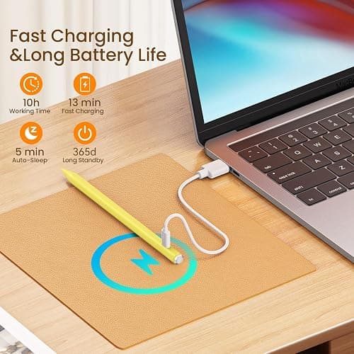 Hastraith Stylus Pen for iPad(2018-2025)-13 Mins Fast Charge with Tilt Sensitivity & Palm Rejection for iPad 11/10/9/8/7/6th Gen, Air 7/6/5/4/3/M3/M2, Pro 13"/12.9"/11"/M4, Mini 7/6/5th,Yellow thumbnail 2