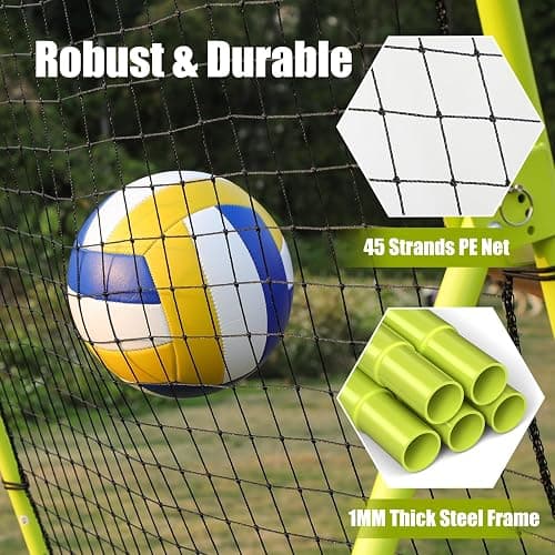 CHAOBING 7x4 FT Volleyball Rebounder Net, 5-Angle Adjustable with Steel Frame & High-Tension PE Netting, Ideal for Lacrosse, Baseball, and Soccer Practice Perfect for Setting, Spiking thumbnail 3