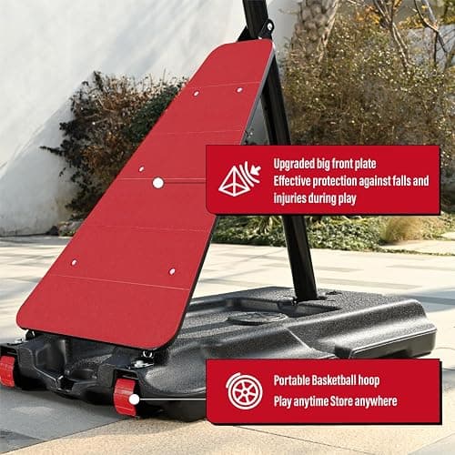 Skytime Basketball Hoop 44&48 Inch Backboard Portable Basketball Goals Outdoor,5.3-10ft Stepless Regulation Crank Adjust Basketball Goal System thumbnail 4