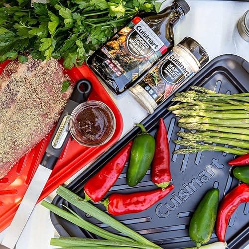 Cuisinart Grilling Prep & Serve Trays, 17x10.5 inch BBQ Tray Safe for Food Handling, 2 Dishwasher Safe Nesting Trays Black & Red, Perfect Grilling Accessories for Cooked & Raw Meat, Fits 6 Burgers thumbnail 10