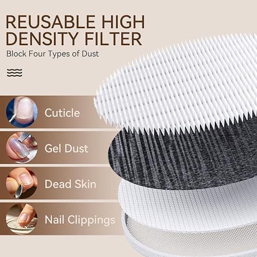 VERYTOP Nail Dust Collector, 4500RPM 360° Nail Vacuum with Adjustable Speeds, Portable & Quiet Manicure Dust Sucker for Acrylic Gel Nails, Ideal for Home DIY and Salon Professionals-9 inch thumbnail 5