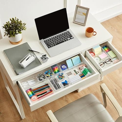 Lifewit 41 PCS Drawer Organizer Set Clear Plastic Desk Drawer Dividers Trays Dresser Storage Bins Separation Box for Makeup, Jewelries and Gadgets, Bedroom, Bathroom, Office thumbnail 2