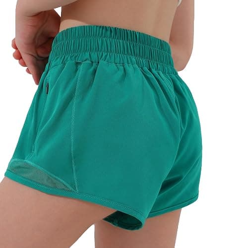 Aurefin Girls Athletic Shorts, Lightweight Running Shorts for Teen Girls Kids Sports Active Short with Zip Pocket and Elastic thumbnail 2